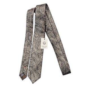 Imani Uomo Tie Mens One Size Brown‎ Paisley Silk Touch Microfiber Woven Classic